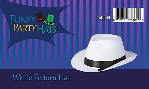 Mobster Costume Hats by Funny Party Hats White Felt Fedora Gangster Hat