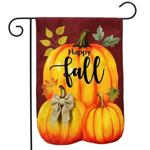 Briarwood Lane Happy Fall Pumpkin Trio Burlap Garden Flag