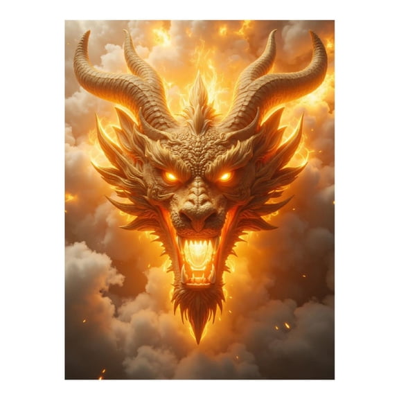 Diamond Art Kits for Adults, Fiery Dragon Head Amongst Clouds 5D Diamond Painting Kits for Adults Beginners, DIY Full Drill Diamond Painting, Gem Art and Crafts 12x16