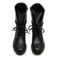 thumbnail image 4 of YDN Women Fashion Combat Boots Closed Round Toe Zippers Flats Lace Up Mid Calf Booties Working Outfit Party Shoes Size 10.5 Black, 4 of 4