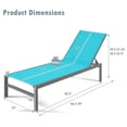 thumbnail image 3 of Costway Lot de 2 Chaises Longues de Patio à 6 Positions en Aluminium, Fauteuil Inclinable Réglable, Turquoise, 3 of 9