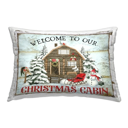 Stupell Industries Welcome Christmas Cabin Decorative Printed Throw Pillow, 14 x 20