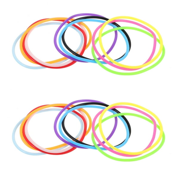 FELTECHELECTR 100pcs Silicone Jelly Bracelets Women's Hair Ties Retro Style for 80s Party Favors