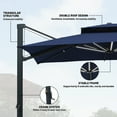 thumbnail image 5 of Boyel Living 10×10 FT Cantilever Patio Umbrellas Outdoor Offset Umbrella, Double Top Square Cantilever Patio Umbrella w/ Removable Light & Base, Navy Blue, 5 of 8