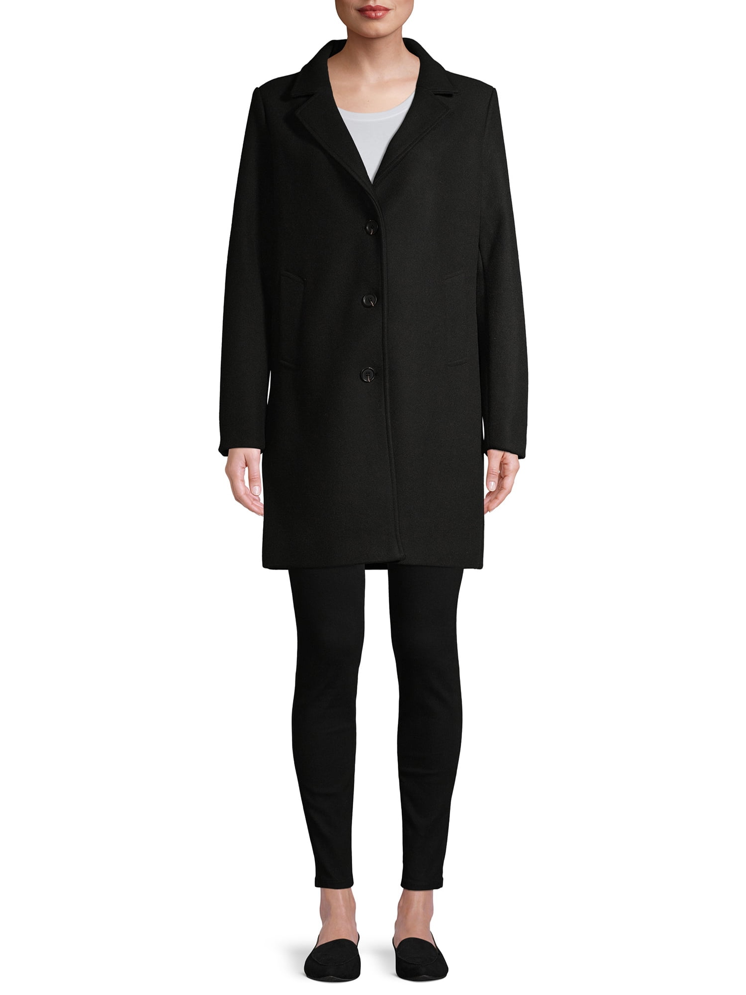 Time and Tru Women's Faux Wool Button 