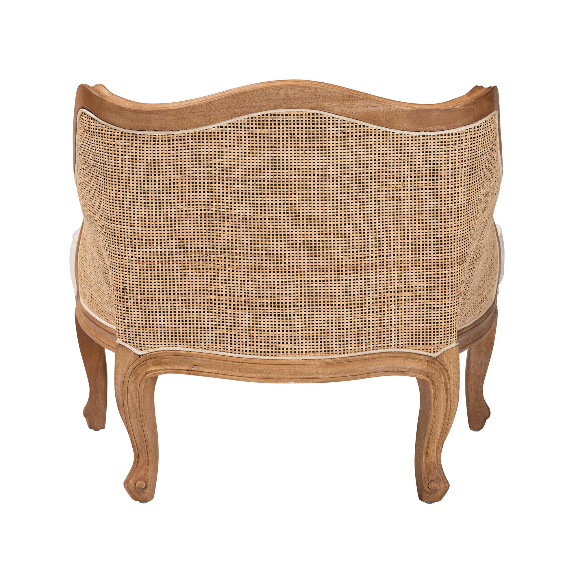 bali & pari Sylvestra Traditional Bayur Wood Fabric Armchair, Beige/Honey Oak