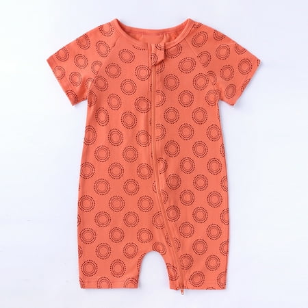 

XIAOFFENN Baby Boys Girls Cute Cartoon Animal Pattern Short Sleeve Double Zipper Romper Jumpsuit Clearance