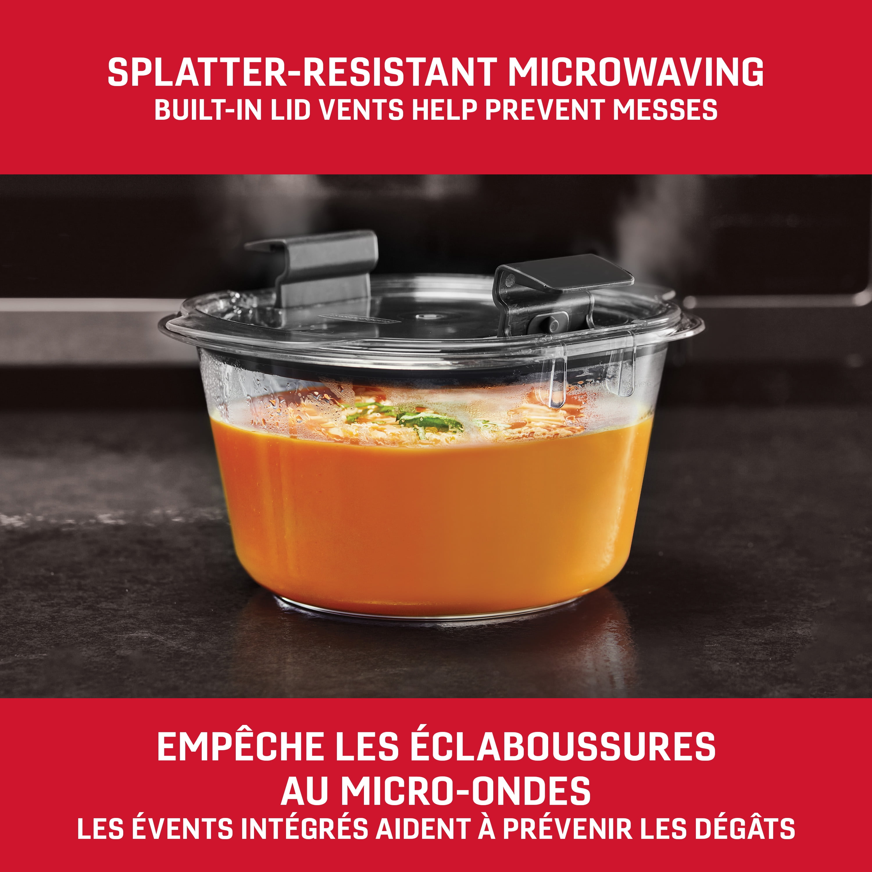 Récipients ronds de rangement pour aliments Rubbermaid Brilliance, ensemble de 6 pièces