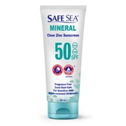 Safe Sea Mineral Zinc Oxide Sunscreen SPF 50 | Clear Reef Safe Sunscreen | Anti-Jellyfish Sting Protection | Travel Size | No White Cast | Face & Body | 2oz (60ml)