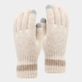 thumbnail image 4 of Winter Warm Knitted Scarf Beanie Hat and Gloves Set Men & Women's Soft Stretch Hat Scarf and Mitten Set Beige Free, 4 of 4