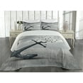 thumbnail image 2 of Ambesonne Anchor Quilted Coverlet 3 Pcs, Flying Seagulls Grey, King Size, Grey, 2 of 4