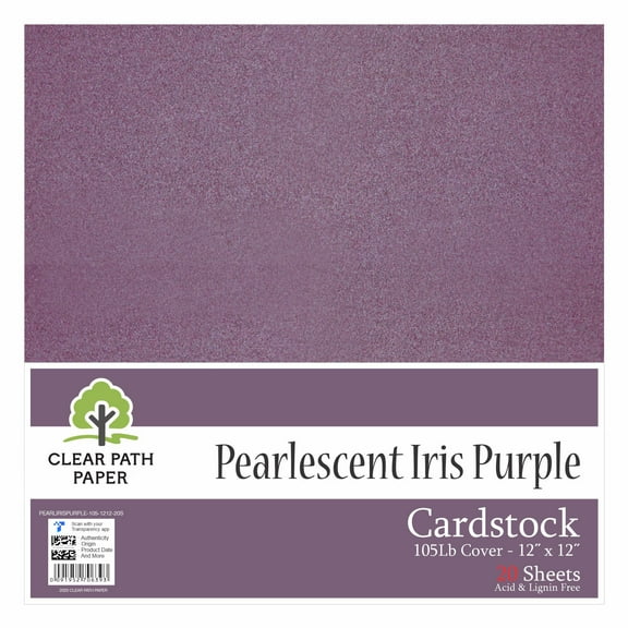 Pearlescent Iris Purple Cardstock - 12 x 12 inch - 105Lb Cover - 20 Sheets - Clear Path Paper
