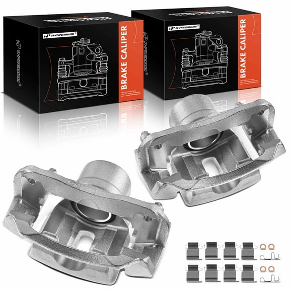 A-Premium Disc Brake Caliper Assembly with Bracket Compatible with Toyota Highlander 2001-2007 Front Driver and Passenger Side 2-PC