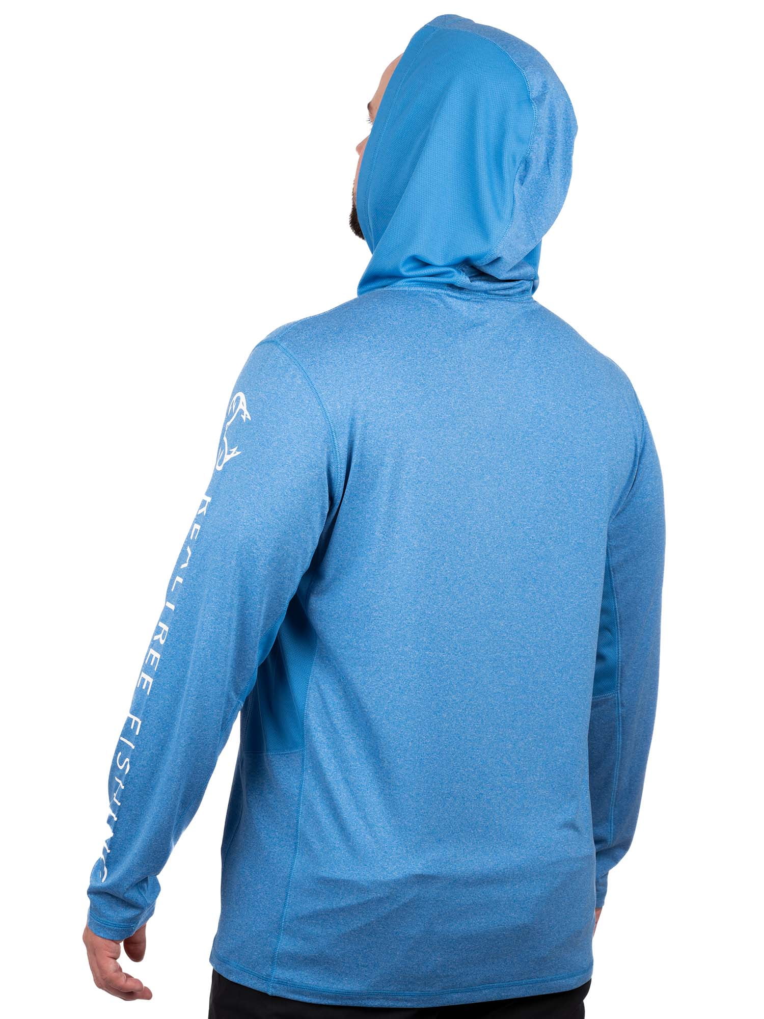 Realtree Blue Heather Men's Long Sleeve Hooded Fishing Shirt 