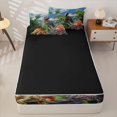 thumbnail image 4 of Metsweet Dinosaur T-Rex Zipper Twin Comforter Sets with Fitted Sheet and 2 Pillowcases, Prehistoric Jungle Zipper Bedding Set,4-Piece,Black Reversible, 4 of 6