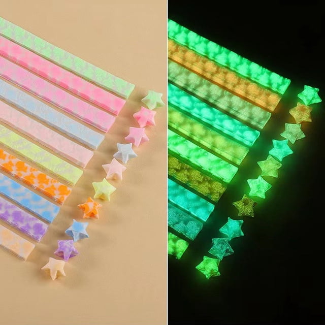 Pisexur Luminous Star Paper Strips Color Star Paper Strip Paper Decoration Paper Strips DIY Hand Art Crafts