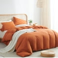 thumbnail image 1 of Nayoroom 3 Pieces Washed Cotton Ultra Soft Caramel Brown Duvet Cover All-Season Breathable and Organic Feel for Bedroom Decor,King Size, 1 of 5