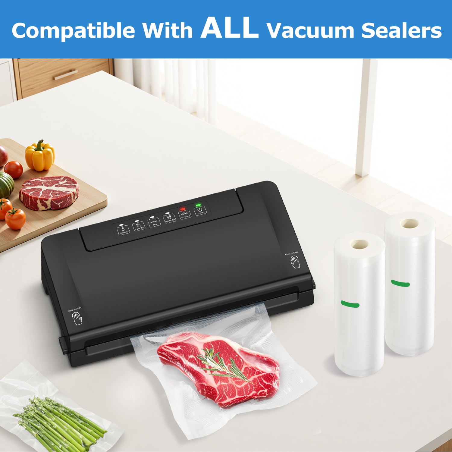 Mainstays 8 in. Vacuum Seal Roll, 8 in. x 20 ft , 2 Pack , Clear