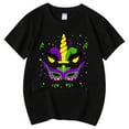thumbnail image 6 of Mardi Gras Shirts Kids Boys Girls Short Sleeve T-Shirt Casual Crewneck Funny Graphic Print Tees Tops Carnival Party Shirt Summer Clothes Black 5-6 Years, 6 of 6