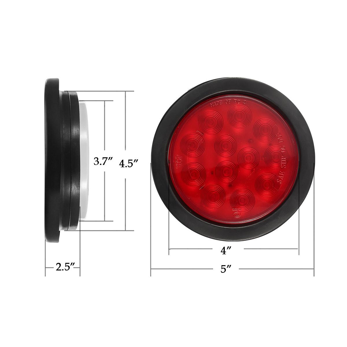 Partsam 4Pcs Inch Round Led Trailer Tail Lights Kit Red 12 LED 12V  Waterproof for Truck RV Boat