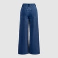 thumbnail image 3 of LWavelet Women High Waisted Wide Leg Jeans Sparkle Rhinestone Embellished Denim Pants Glitter Party Wide Leg Trousers Dark Blue M, 3 of 4