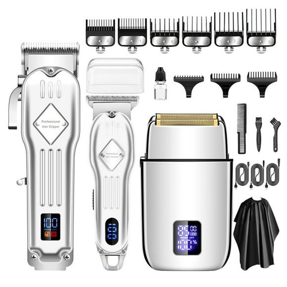 Electric Hair Clippers for Men Cordless Hair Clippers Trimmer Beard Trimmer Kit Bald Head Shaver Men's Haircut Kit for Barber with LCD Display 9 Guide Combs Mens Gifts