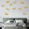 thumbnail image 4 of HomeDM 3D Butterfly Wall Decor, 12 Pcs Gold Butterflies for Valentine's Day Bedroom Wedding Party Birthday Cake Decor Removable Wall Stickers, 4 of 8