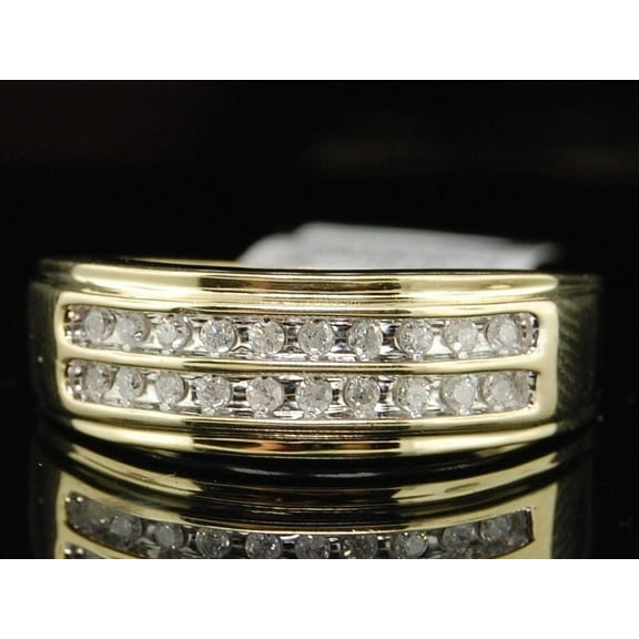 MENS YELLOW GOLD DIAMOND WEDDING ENGAGEMENT BAND RING