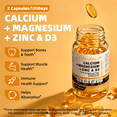 thumbnail image 2 of Mulittea Calcium Magnesium Zinc with Vitamin D3, Bone & Teeth Support Supplement, Supports Heart & Immune Health, Easy to Swallow, 240 Capsules, 2 of 6