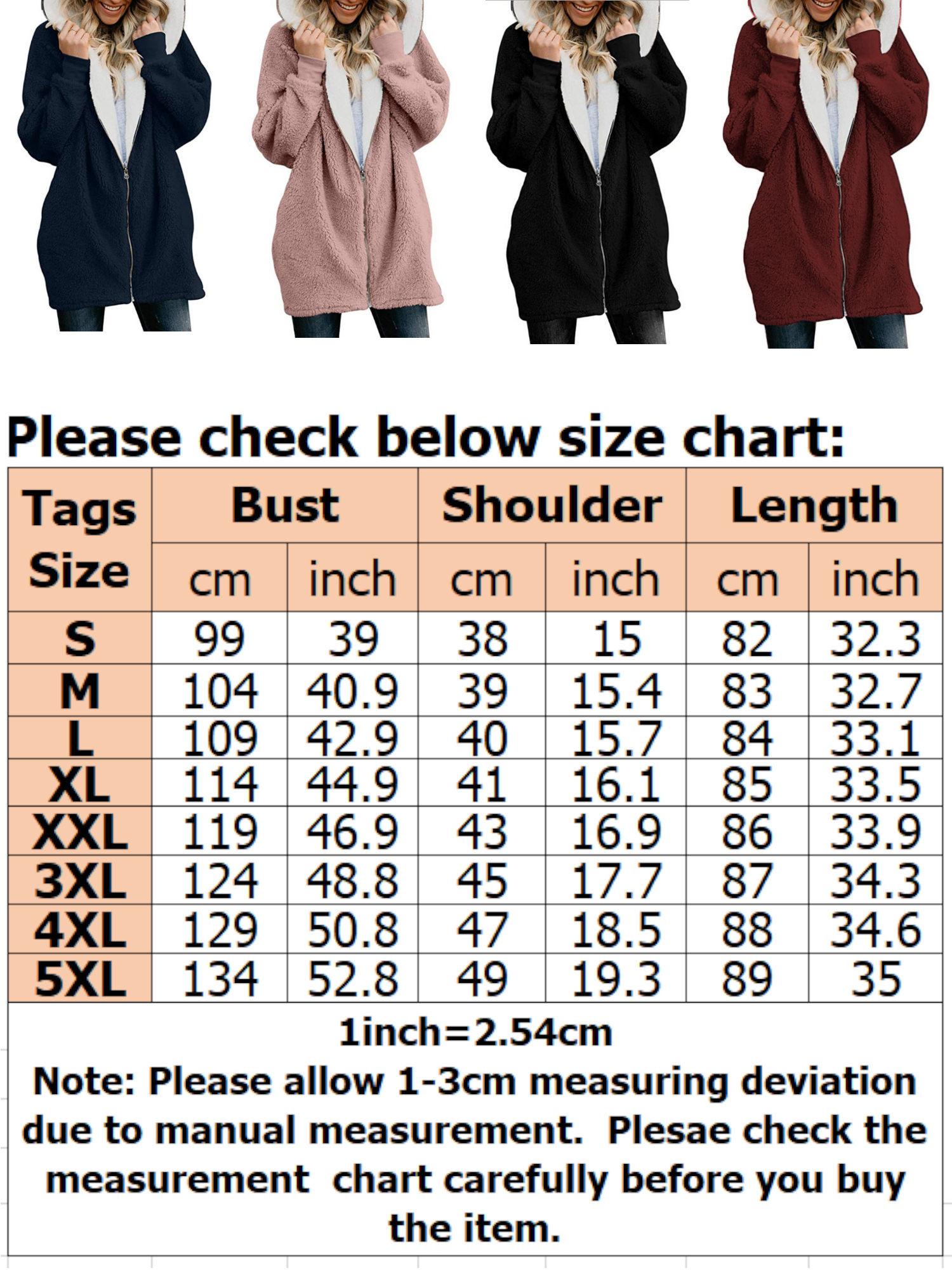 Ladies Plus Size Hooded Jacket Women Casual Full Zipper Coat Mid-Length Warm Wool Fleece Outerwear Jackets for Juniors Girls Plus Coat - image 2 of 6
