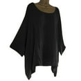 thumbnail image 2 of Dtydtpe 2024 Clearance Sales, Plus Size Tops for Women, Womens Ladies Casual Plus Size Loose Cotton Linen Solid Color Tops Shirt Blouse Womens Tops Black, 2 of 6