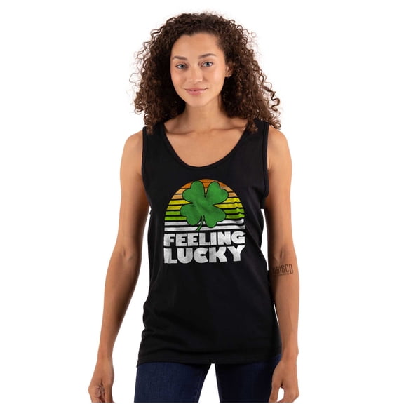 St Patricks Day Feeling Lucky Clover Tank Top T Shirts Men Women Brisco Brands S