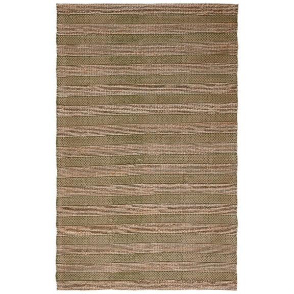 SAFAVIEH Natural Fiber Beulah Striped Area Rug, Green/Natural, 9' x 12'