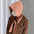 thumbnail image 4 of Protection d'Oreille Chaud Extensible Tricoté Écharpe Chapeau Femmes Hiver Patchwork Couleur Capuche Écharpe Accessoires de Costume, 4 of 10
