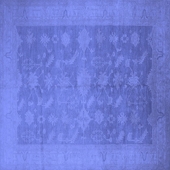 Ahgly Company Machine Washable Indoor Square Oriental Blue Industrial Area Rugs, 6' Square