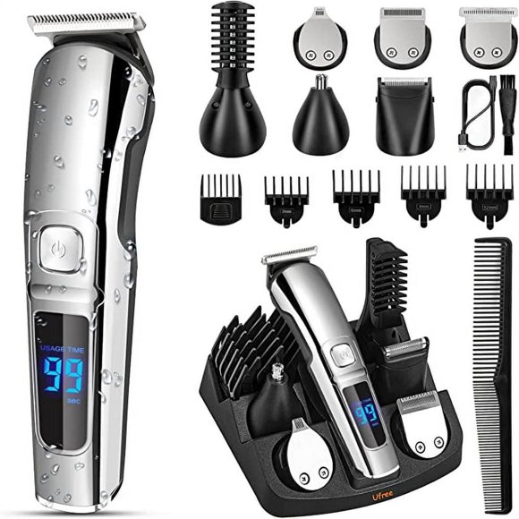 DEELLEEO Ufree Beard Trimmer for Men Waterproof Electric Hair Trimmer Beard Grooming Kit Mustache Nose Hair Trimmer Body Shaver Cordless Hair Clippers Electric Razor for Men Gifts for