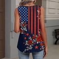 thumbnail image 3 of Iaqnaocc 250 Anniversary Usa Shirt Tank Tops for Women Sleeveless Summer Loose Fit V Neck Pleated Tees Independence Day American Flag Floral Print Retro Tee Tops Navy L, 3 of 6