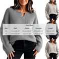 thumbnail image 3 of Xdegoge Womens V Neck Ribbed Knit Sweater Slouchy Loose Fit Long Sleeve Pullover Tops Casual Chunky Drop Shoulder Jumper Fall Winter Warm Cozy Knitwear, 3 of 7