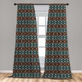 thumbnail image 5 of Ambesonne Bohemian Curtains, Tribal Symbols Triangles, Pair of 28"x95", Paprika Teal White, 5 of 5