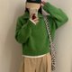 thumbnail image 3 of Suéter de cuello alto de estilo coreano para mujer, suéter de punto holgado con solapa y media cremallera, diseño de sentido del diseño, para otoño e invierno, 3 of 5