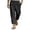 Black, variant on Chiccall Mens Cotton Linen Drawstring Pants 2025 Summer Fashion Solid Casual Elastic Waist Beach Pants