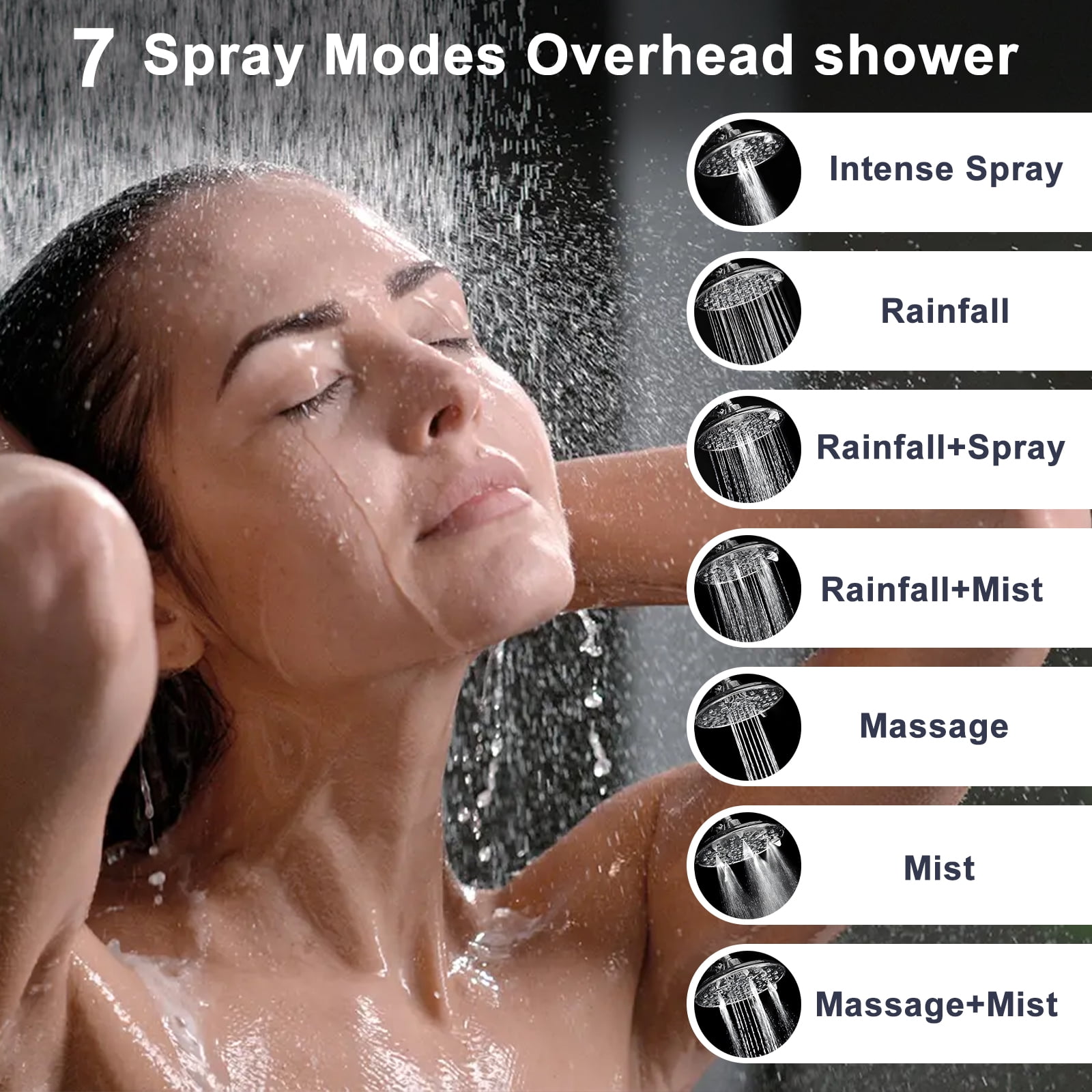 FETERVIC 8'' Dual Filtered Rainfall Shower Head Combo, 7-spray Shower Head, 8 Settings High Pressure Handheld Shower Head, 20 Stage Shower Filter, 3-Way Filter Rain Shower Head, Chrome