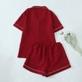 thumbnail image 3 of 2 Piece Heart Print Loungewear Women Button Down Short Sleeve Shirt with Shorts Summer Solid Color Soft Pajama Sets, 3 of 4