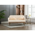 thumbnail image 1 of Luccalily Accent Loveseat Sofa,Velvet Leisure Sleeper Comfy Sofa Couch with 2 Throw Pillow, Accent Sofa Recliner,with 4 Rose Golden Metal Legs,Mid-Century Modern Velvet loveseat Sofa for Living Room, 1 of 9