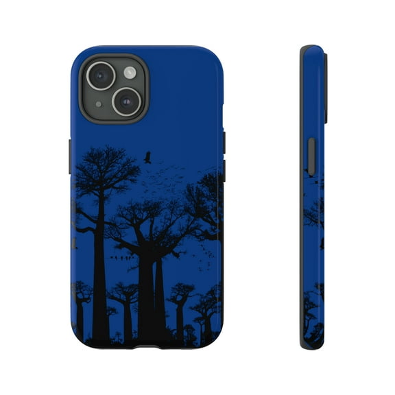 Dark Blue Forest Tree Impact Resistant iPhone 15 Case-iPhone-iPhone Case