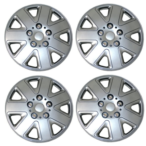TuningPros WSC3-026S16 Set of 4  Metallic Silver Hubcaps 16" - Hub Caps Wheel Skin Cover 16 inches 4 Pcs Set