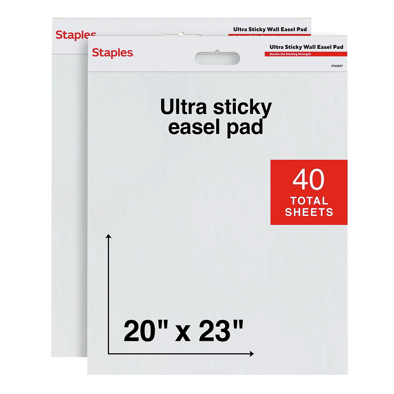 Staples Ultra Sticky Wall Easel Pad 20" x 23" 20 Sheets/Pad 2 Pads/Pack (ST62837)