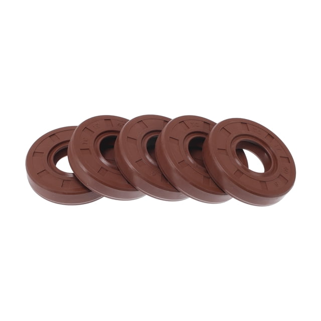Sello de aceite universal Unique Bargains TC de doble labio con resorte de acero, sello de eje rotativo 17x40x8mm, caucho FKM de alta presión, marrón, 5 piezas