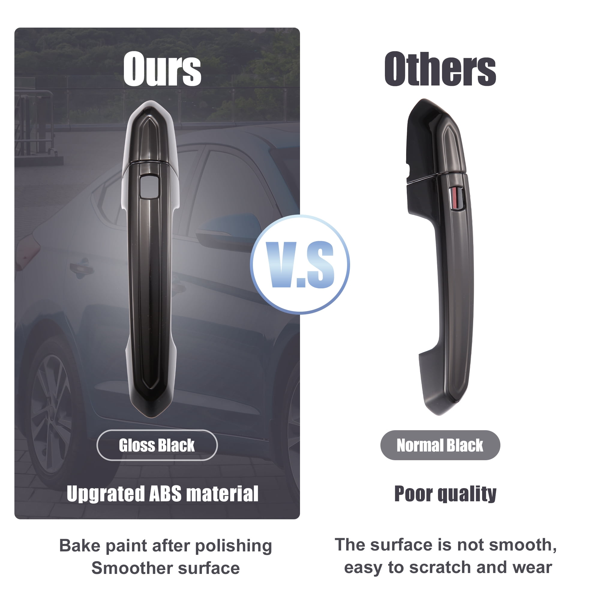 Unique Bargains Door Handle Cover for Cadillac XT4 XT5 XT6 CT4 CT6 CTS ATS XTS Gloss Black