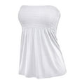 thumbnail image 3 of Women's Solid Casual Sexy Off Shoulder Tube Top Pleated Sleeveless Babydoll Shirts, 3 of 5